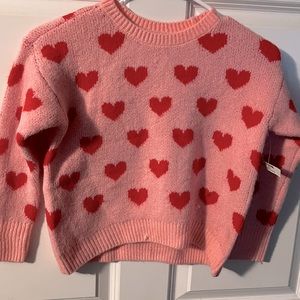 Valentine’s  pink heart cropped sweater size small